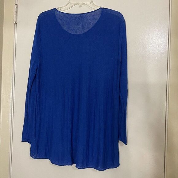 EILEEN FISHER blue lightweight linen blend pullover sweater size small - Picture 2 of 7
